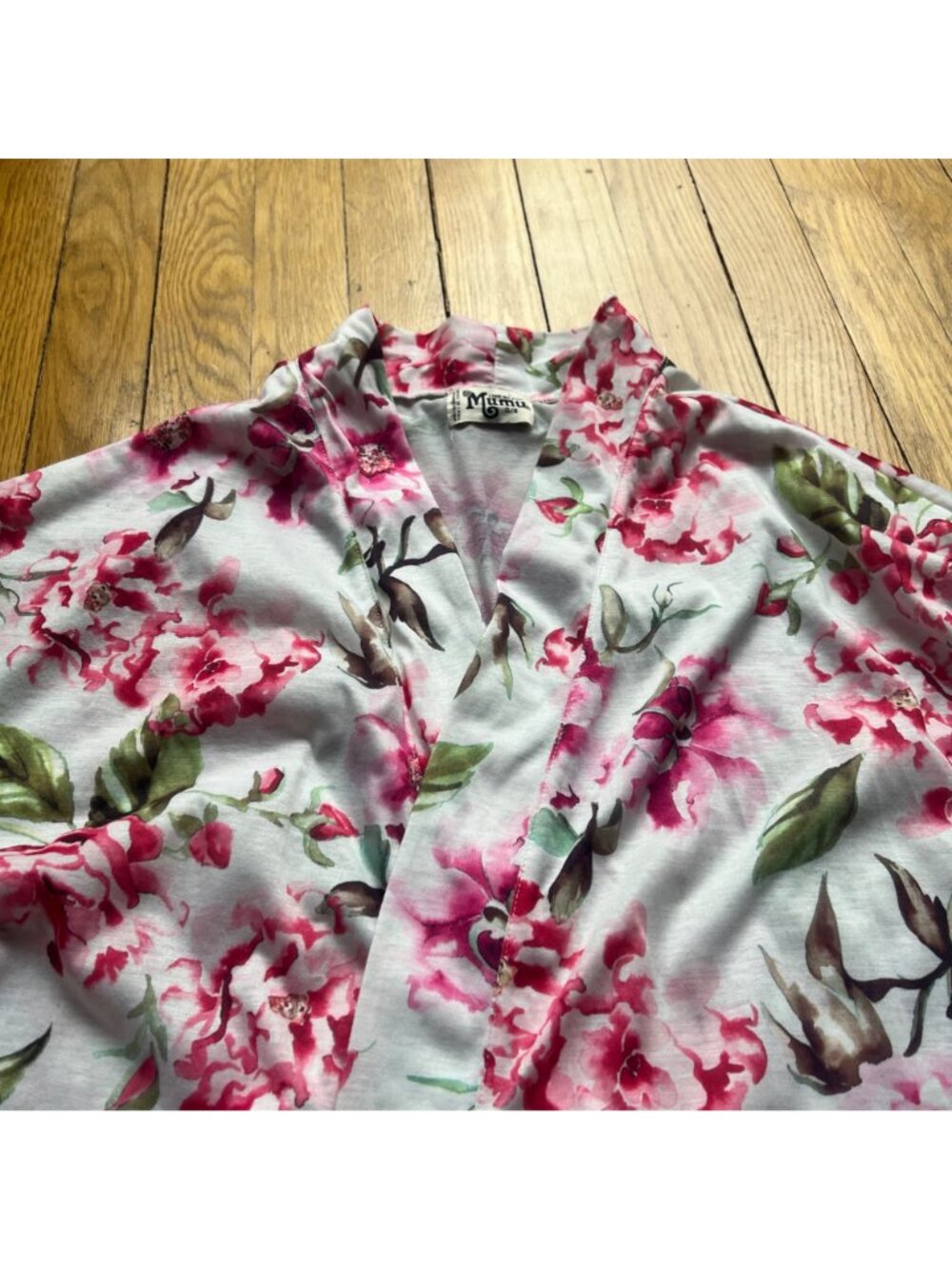 Show Me Your Mumu One Size Cream & Pink Garden of Blooms Floral Brie Kimono Robe - Picture 6 of 13